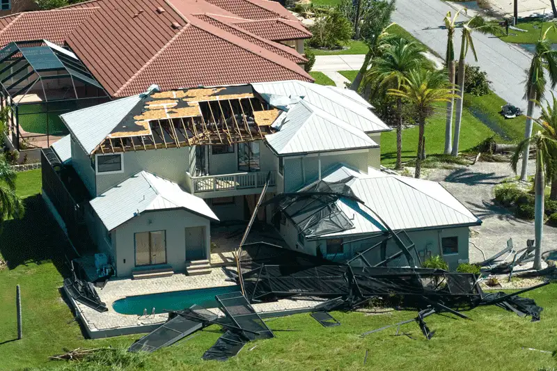 Hurricane wind damage to roof